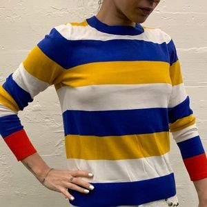 COS knitted striped shirt. XS. blue/yellow/red